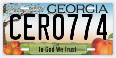 GA license plate CER0774