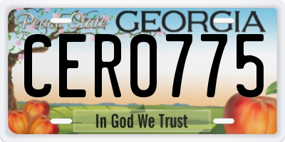 GA license plate CER0775