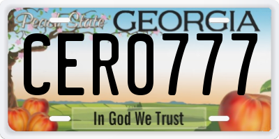 GA license plate CER0777