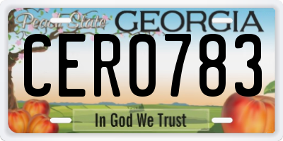 GA license plate CER0783