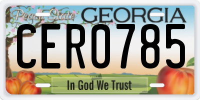 GA license plate CER0785