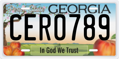 GA license plate CER0789