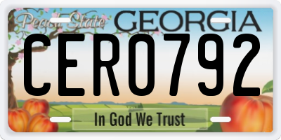 GA license plate CER0792