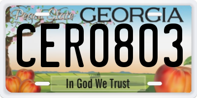 GA license plate CER0803