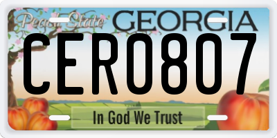 GA license plate CER0807
