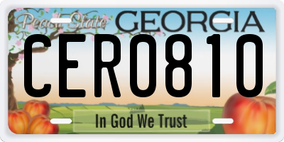 GA license plate CER0810