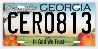 GA license plate CER0813