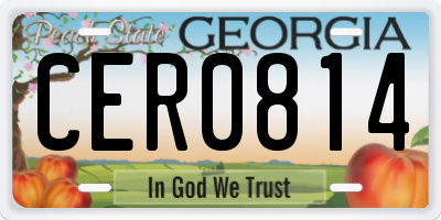 GA license plate CER0814