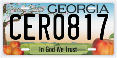 GA license plate CER0817