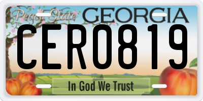 GA license plate CER0819