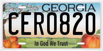 GA license plate CER0820
