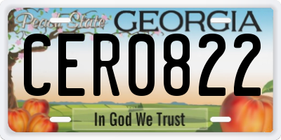 GA license plate CER0822