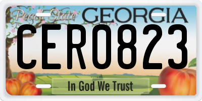 GA license plate CER0823