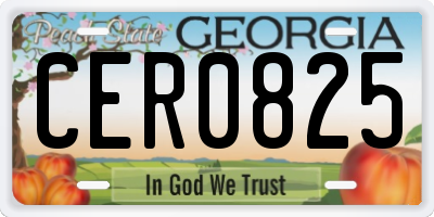 GA license plate CER0825