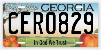 GA license plate CER0829