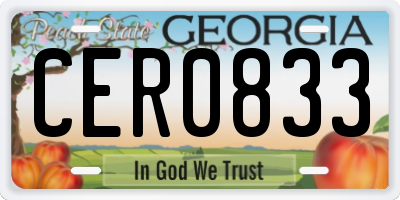 GA license plate CER0833