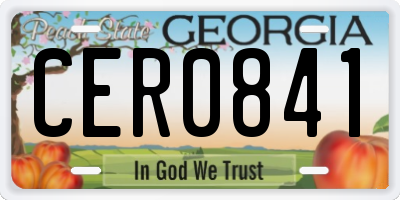 GA license plate CER0841