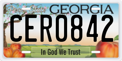 GA license plate CER0842