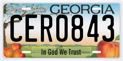 GA license plate CER0843
