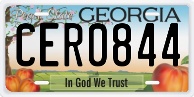 GA license plate CER0844