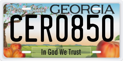 GA license plate CER0850
