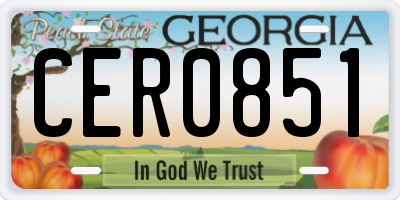GA license plate CER0851