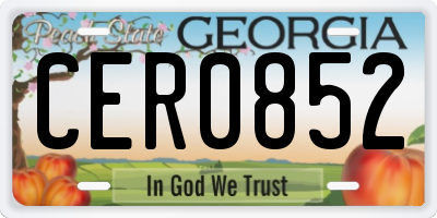 GA license plate CER0852