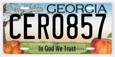 GA license plate CER0857