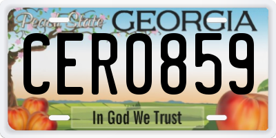 GA license plate CER0859