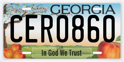 GA license plate CER0860