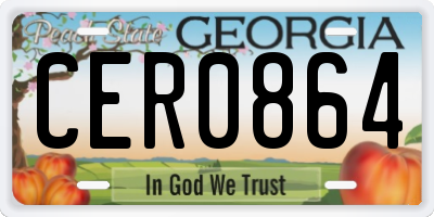 GA license plate CER0864