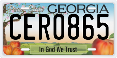 GA license plate CER0865