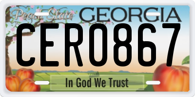 GA license plate CER0867
