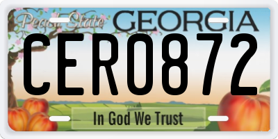 GA license plate CER0872