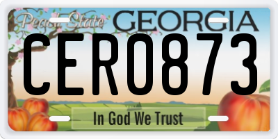 GA license plate CER0873