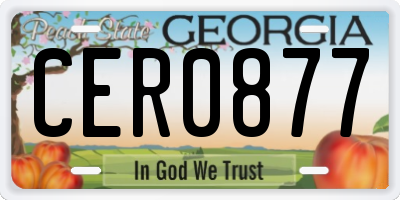 GA license plate CER0877