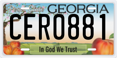 GA license plate CER0881