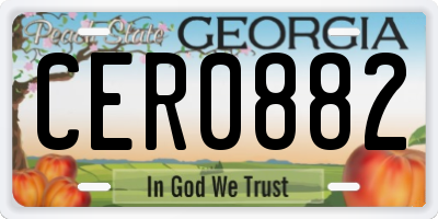 GA license plate CER0882