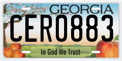GA license plate CER0883