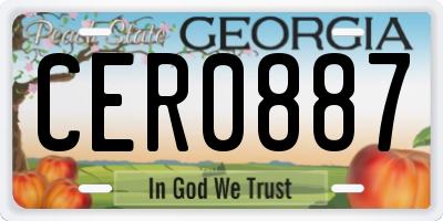 GA license plate CER0887