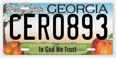 GA license plate CER0893