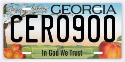 GA license plate CER0900