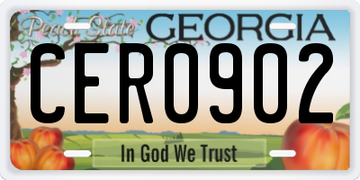 GA license plate CER0902