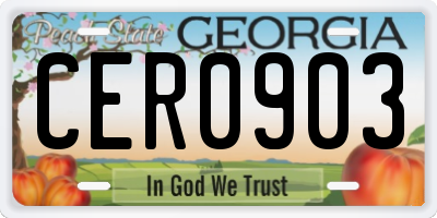 GA license plate CER0903