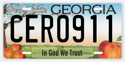 GA license plate CER0911