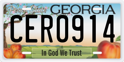 GA license plate CER0914