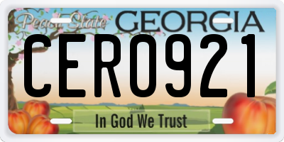 GA license plate CER0921