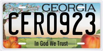 GA license plate CER0923