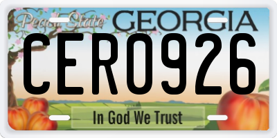 GA license plate CER0926