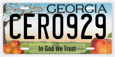 GA license plate CER0929
